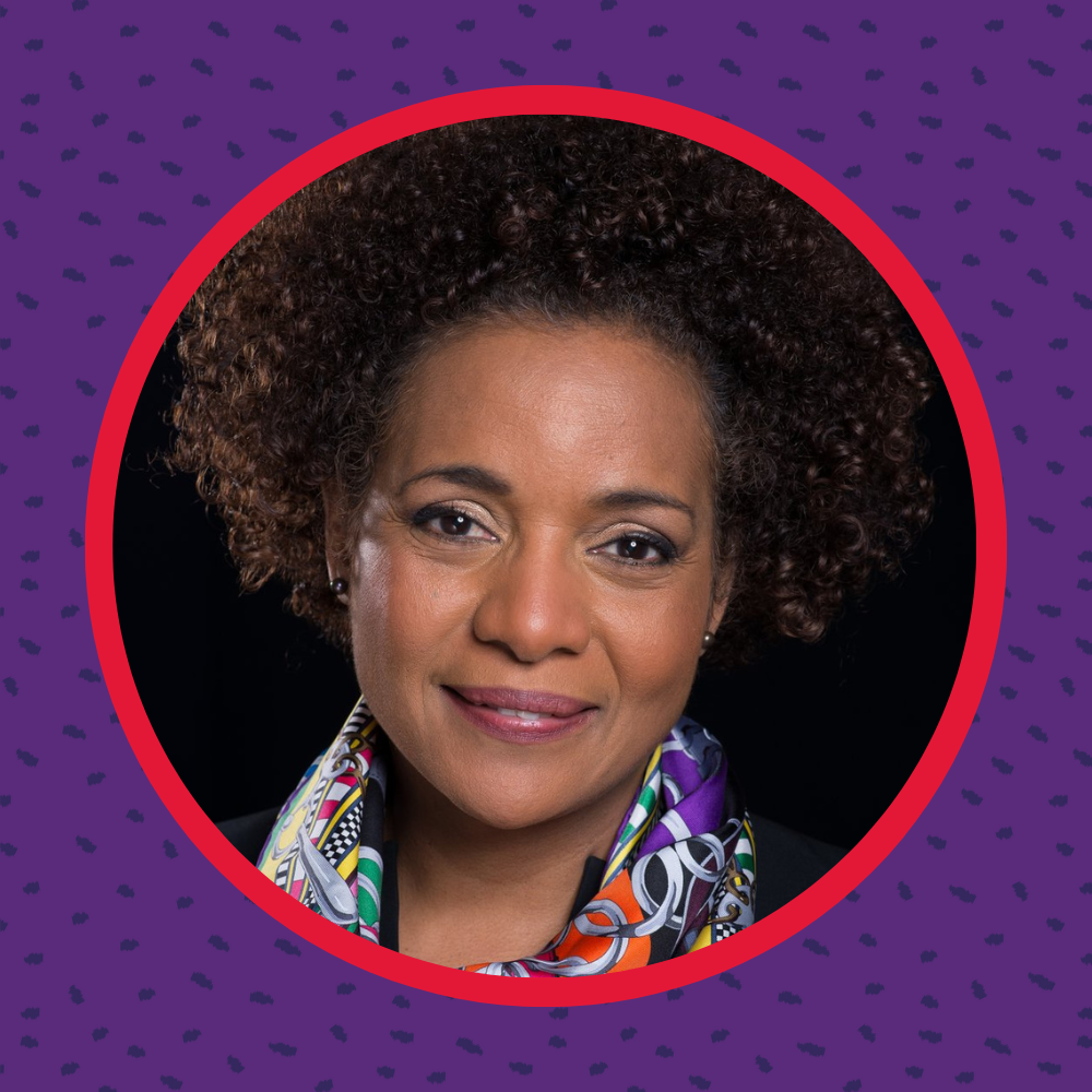 Photo of Michaelle Jean on a purple background / Photo de Michaelle Jean sur un fond violet