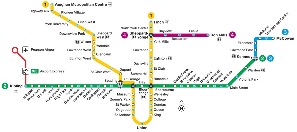 Toronto TTC subway map / Carte du métro de Toronto TTC
