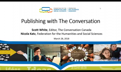 Title slide: Publishing with the Conversation webinar